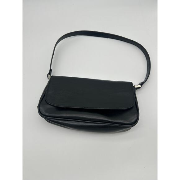 Villager Liz Claiborne Black Small Shoulder Baguette Bag Y2K Minimalist - Picture 2 of 9